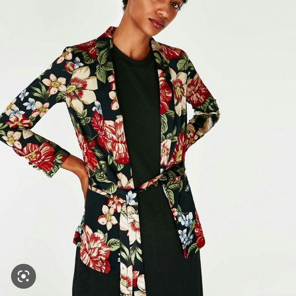 Zara Jackets & Coats Zara Floral Blazer Poshmark